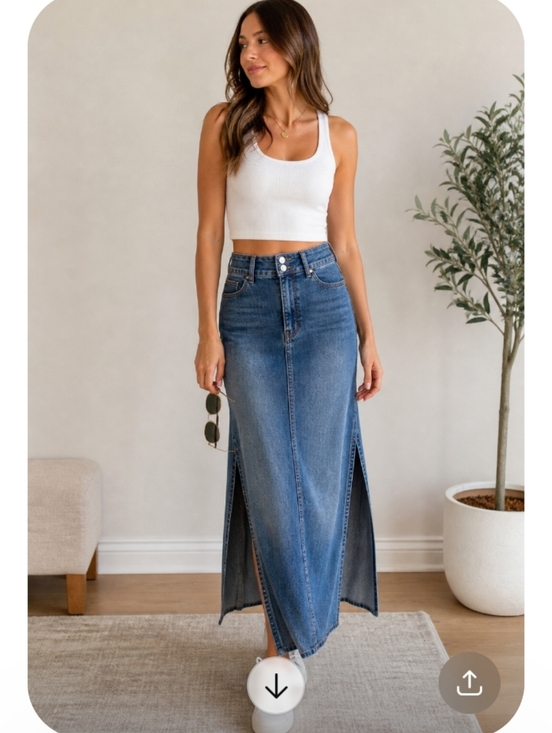 Canyon River Blues Dresses & Skirts - Canyon River Blues Denim Maxi Skirt Size S Blue Side Slit Casual Jean Skirt